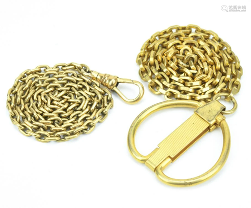 2 Antique Yellow Gold Filled Watch Chains