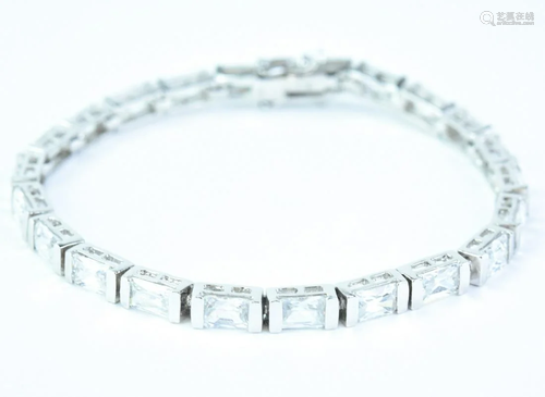 Sterling & Synthetic Diamond Tennis Bracelet