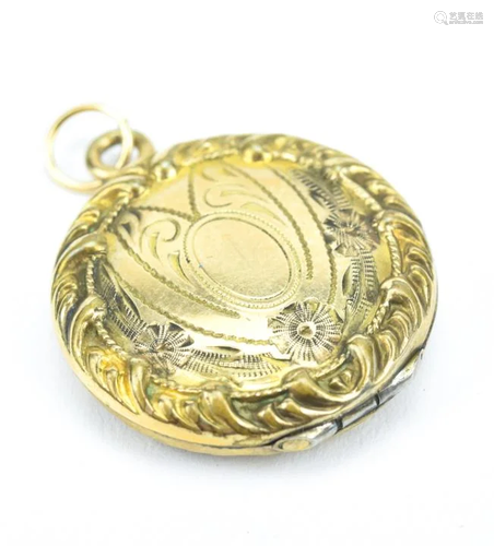 Antique Repousse Yellow Gold Locket Pendant