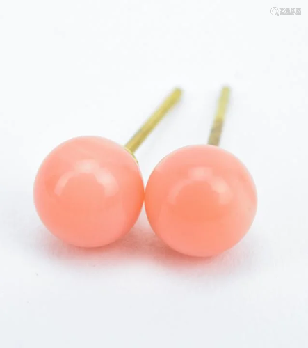 Pair of Estate Coral Stud Earrings