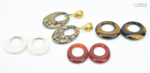 Estate Set Modular Natural Stone & Bone Earrings