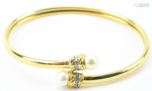 14kt Yellow Gold Diamond & Akoya Pearl Bracelet