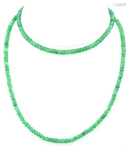 Sterling Silver & 90 Ct Emerald Necklace Strand