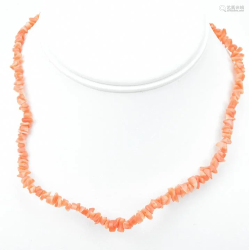 Vintage Natural Coral Bead Necklace Strand