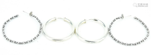 Two Pairs of Vintage Sterling Silver Hoop Earrings