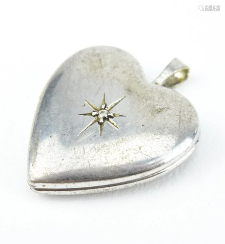 Estate Diamond Set Heart Shaped Locket Pendant