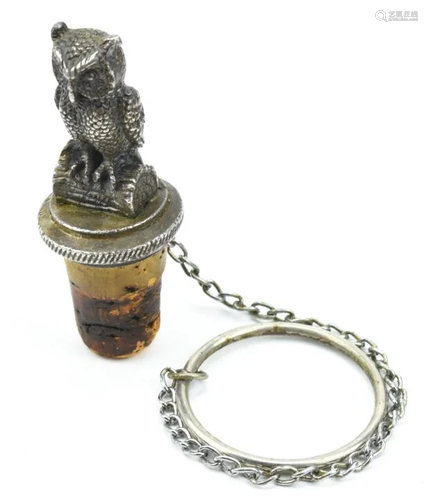 Vintage Wine Bottle Stopper W Owl Design