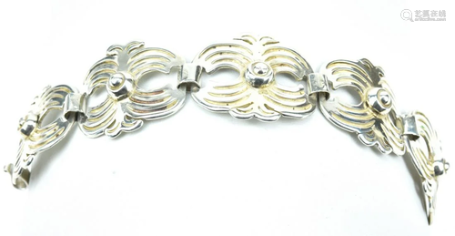 Vintage Mexico Taxco Silver Panel Bracelet