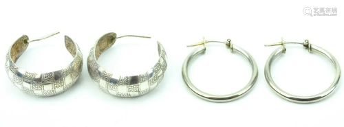 2 Of Pairs Sterling Silver Hoop Earrings