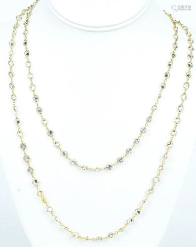 Vermeil Sterling Silver Bezel Set Crystal Necklace