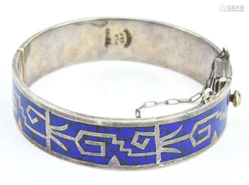 Vintage Mexican Sterling & Enamel Bracelet