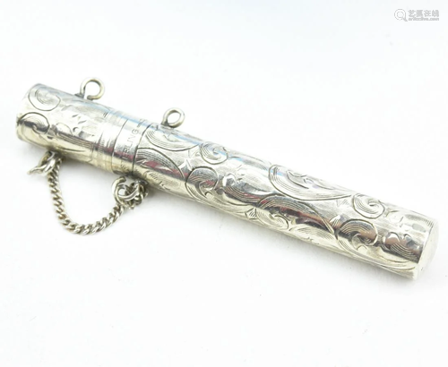 Antique Chased Sterling Silver Needle Case