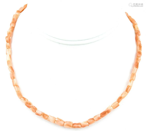 Estate Hand Carved Natural Coral Necklace Strand