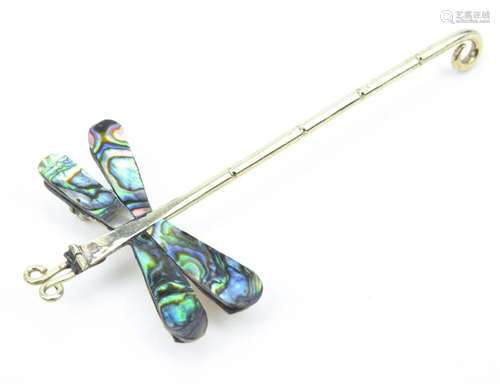 Sterling Silver & Abalone Dragonfly Brooch