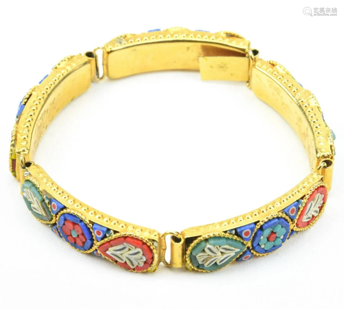 Vintage Italian Micro Mosaic Panel Bracelet