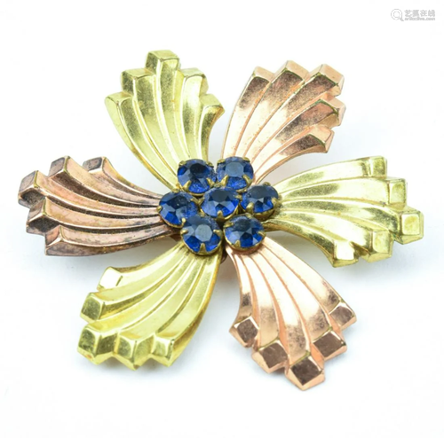 Antique Two-Tone Gold-Filled Floral Brooch