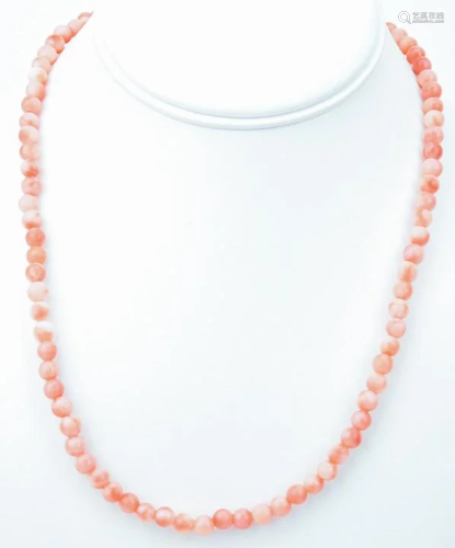 Estate Natural Pink Coral Necklace Strand