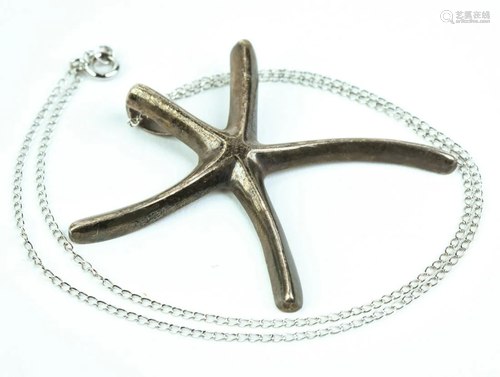 Sterling Silver Starfish Necklace Pendant on Chain