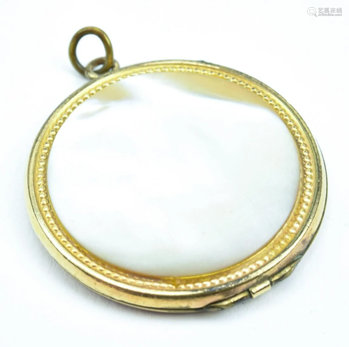 Antique 19th C Gold & Mother Of Pearl Locket