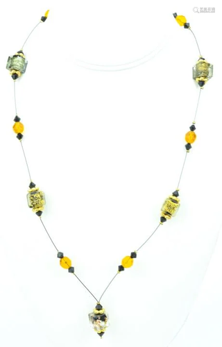 Venetian Art Glass & Crystal Handmade Necklace