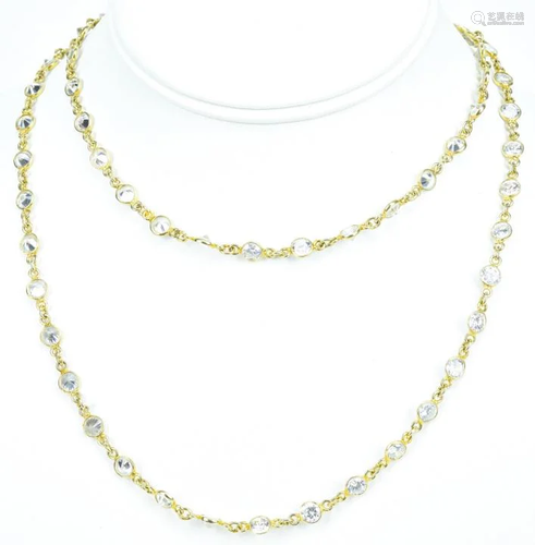 Vermeil Sterling Silver Bezel Set Crystal Necklace