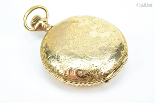 Antique Bird FloraI Design Ideal Gold Pocket Watch