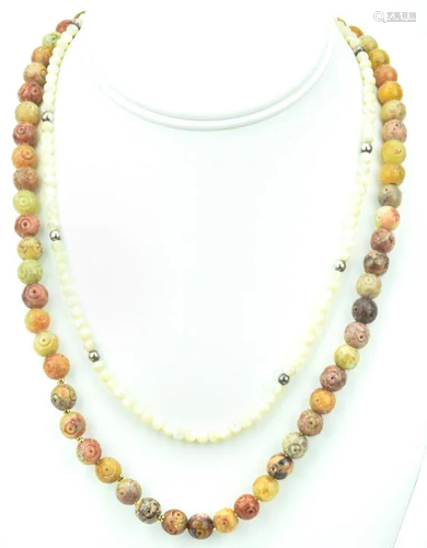 Mother-Of-Pearl & Hardstone Beaded Necklaces