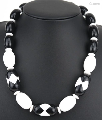 Vintage Black & White Acrylic Necklace