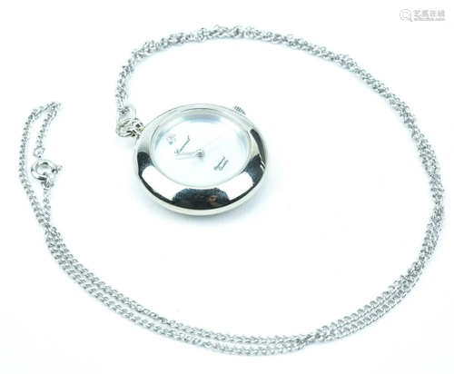 Diamond Set Mother-Of-pearl Pocket Watch On Chain