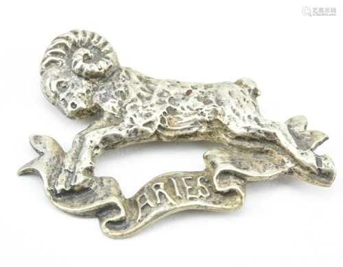 Vintage Sterling Silver Zodiac Brooch By Lang