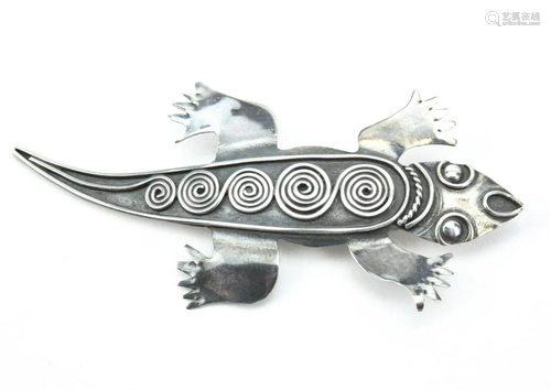 Sterling Silver Handmade Lizard Brooch