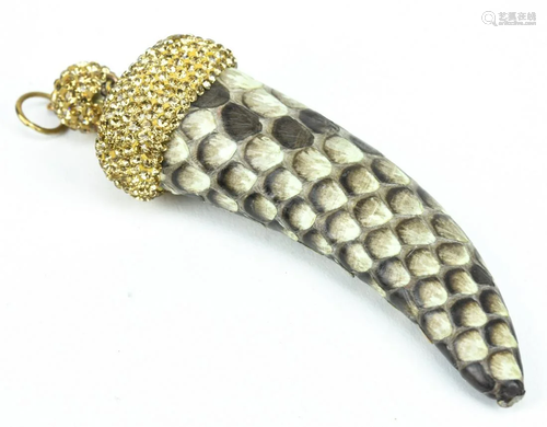 Handmade Necklace Pendant w Snake Skin