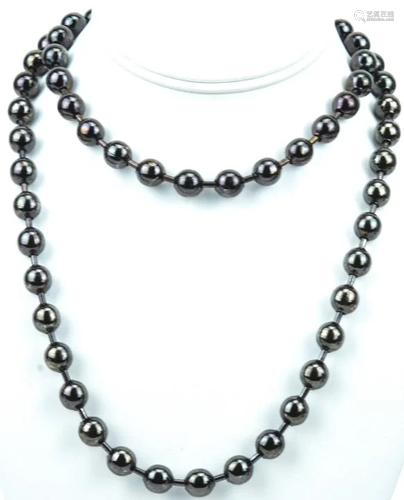 Black Rhodium Plated Ball & Chain Design Necklace