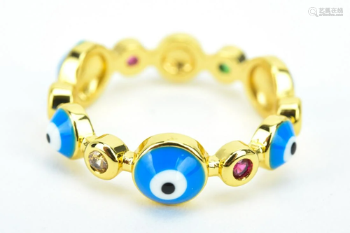 Hand Painted Enamel Evil Eye Band / Ring