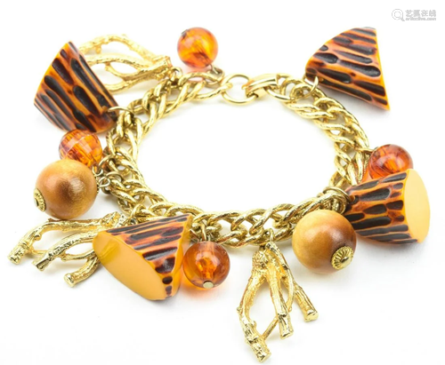 Vintage Charm Bracelet W Bakelite