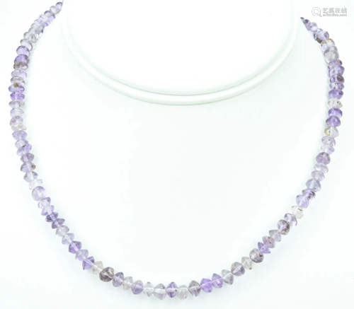 Sterling Silver & Hand Cut Amethyst Bead Necklace