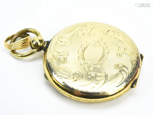 Antique 19th C Gold Topped Locket Pendant