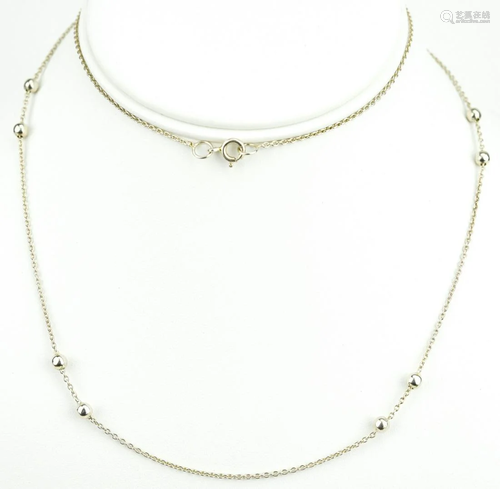 Vintage Sterling Silver Beaded Necklace Chain