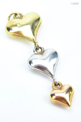 Estate 14kt Two Tone Gold Heart Necklace Pendant