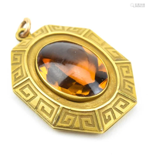 Antique C. 1900 Gold & Citrine Locket Pendant