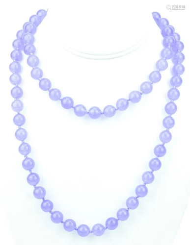 Hand Knotted 10MM Lavender Jade Necklace