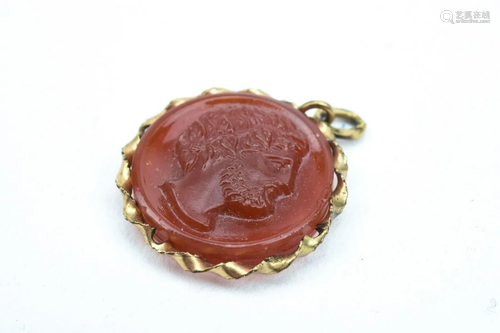 Antique 19th C Carnelian Cameo Pendant