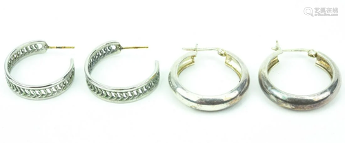 2 Pairs Of Sterling Silver Hoop Earrings