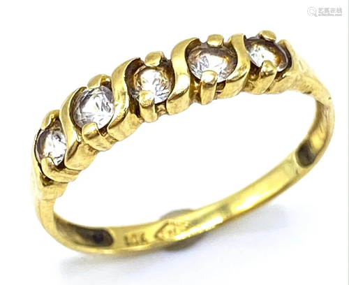 Vintage 10k Gold and White Sapphire Band Ring