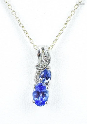 Diamond & Amethyst Necklace Pendant Sterling Chain