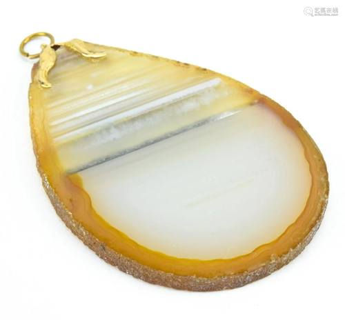 Large Vintage Agate Panel Necklace Pendant