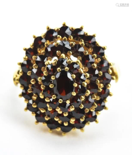 Estate Gold Over 800 Silver Garnet Ring