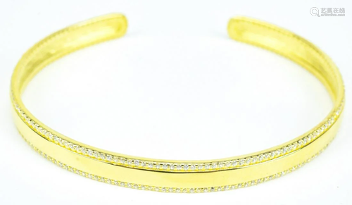 Vermeil Sterling Silver CZ Cuff Form Bracelet