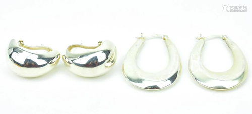 2 Pairs Of Sterling Silver Hoop Earrings