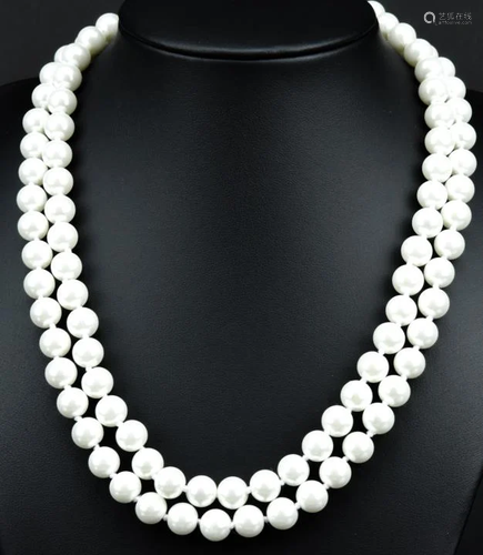 Pair Of Hand Knotted Pearl Necklace Strands